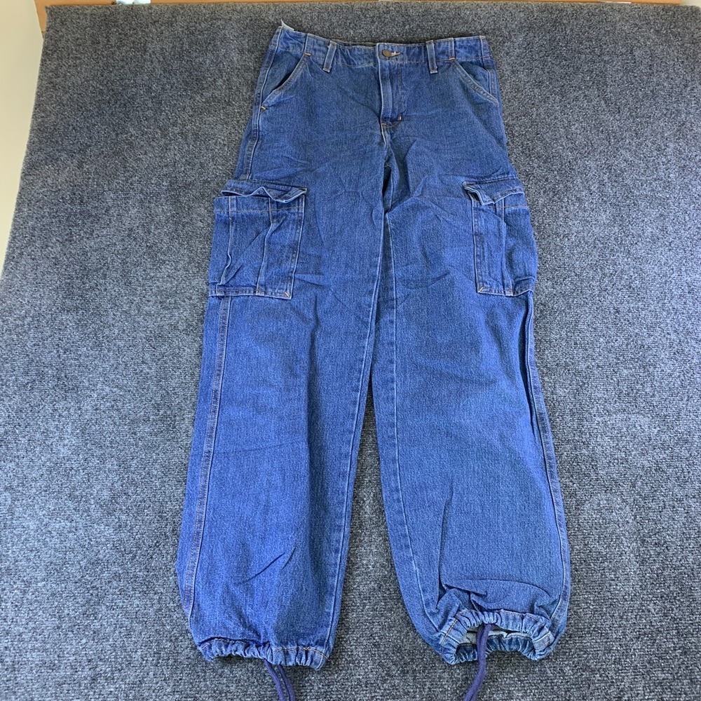 Levi's 94 Baggy Cargo Pants Women 26x32 Blue Mid Rise Non Stretch Adjustable Hem